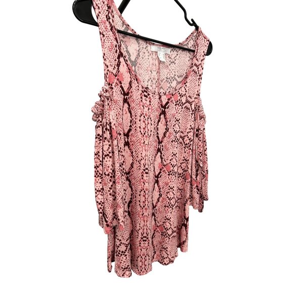 Lascana Venus Pink Snake Print Cold Shoulder Tunic Top Size M - Picture 3 of 9